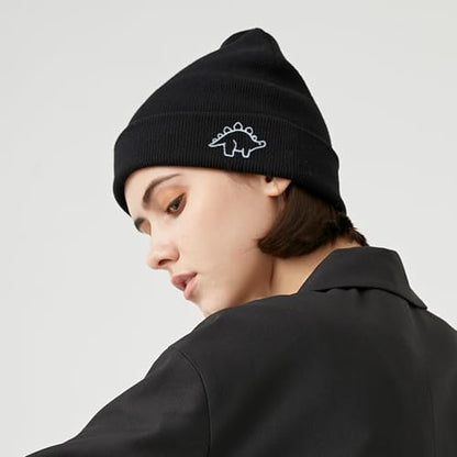 Cool Graphic Beanie for Men and Women - Black - color: Dinosaurs