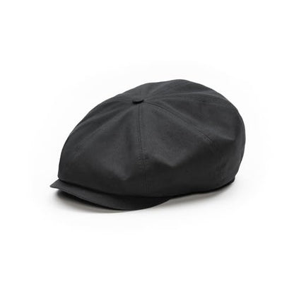 Sterkowski Shelby Paperboy Hat | 100% Softened Cotton Newsboy Cap for Men | 8 Panel Peaky Style - color: Black, size: 7 3/8