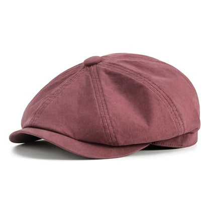 BOTVELA Men's Newsboy Gatsby Hat Cotton Cabbie Cap - color: Burgundy, size: 7 1/4