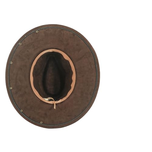 Wide Brim Fedora Hat for Men Women Retro Western Felt Hats - color: Brown