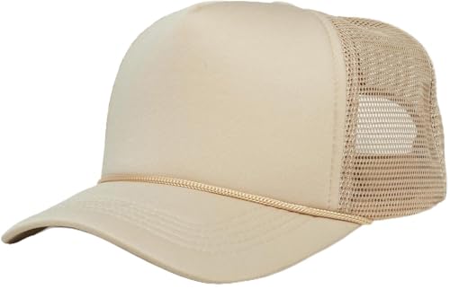 Funky Junque Blank Mesh Foam Lightweight Snapback Trucker Hat - color: Camel