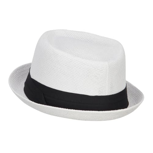 Big Size Solid Upbrim Pork Pie Fedora - color: White, size: XX-Large-3X-Large