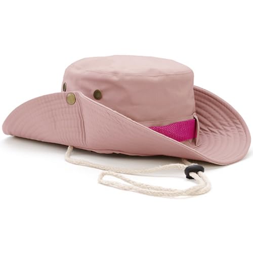 Sun Hats for Men Women, Fishing Hat UV Protection Wide Brim Bucket Hats Foldable Boonie Hat for Hiking Camping Safari - color: Pink