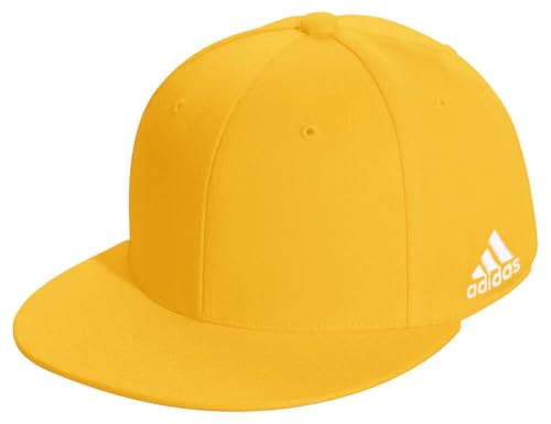 adidas Mens 6-Panel, Side Logo, Snapback Flat Brim Baseball Cap, Yellow