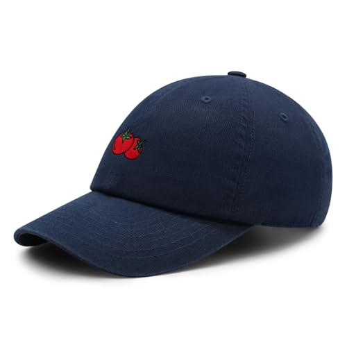 JPAK Two Tomatoes Premium Dad Hat Embroidered Cotton Baseball Cap Vegetables Embroidery - color: Navy