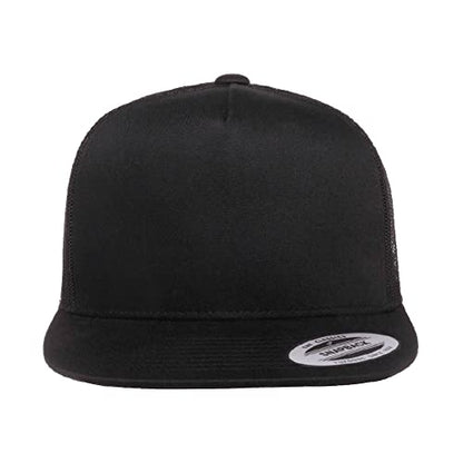 Yupoong 5-Panel YP Classic Trucker Cap | High Profile Flat Visor Snapback - color: Black