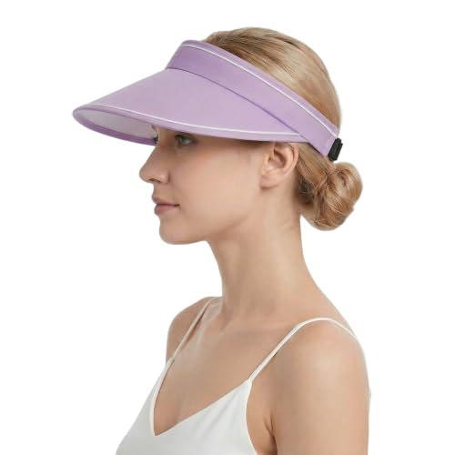 baotongle Sun Visors for Women Wide Brim Clip on Visor Hats Adjustable UV Protection Summer Cap for Golf Beach Outdoor Sports - color: Purple