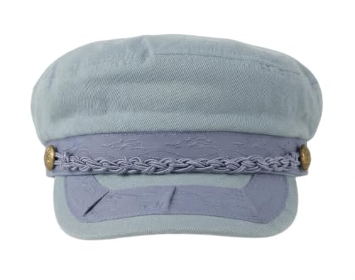Unisex Greek Fisherman Hat 100% Cotton Sailor Flat Cap Classy Nautical Fiddler - color: Khaki, size: Large-X-Large