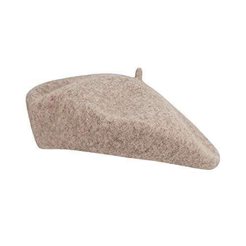 Gllutt Women Wool Beret Hat French Style Solid Color - color: Light Coffee