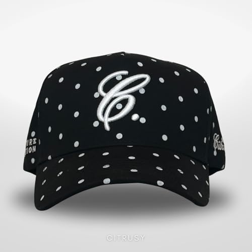 Vintage Fashion Trucker Hat | Men & Women | Trendy Cute Retro Red Caps for Country & Western | Camo Fur Cotton | Snapback - color: Signature C. | Black Polka Dot
