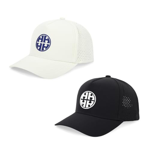 HH HOFNEN Quick Dry Baseball Cap Mesh Snapback Hat Golf Ball Cap Men Women - color: 2-black+beige