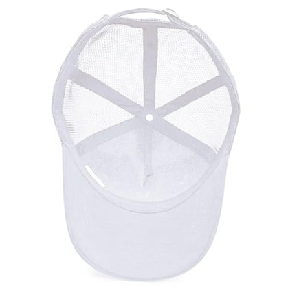 Oversize XXL Mesh Trucker Hat for Men Big Head High Crown Baseball Cap - color: White