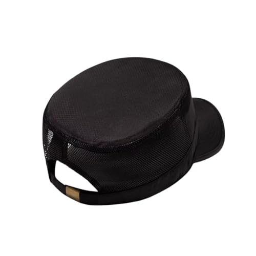 FASHIXD Mesh Military Hat for Men Summer Army Cap Quick Qry Short Bill Hat Cadet Cap - color: Black