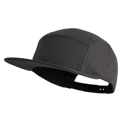 5 Panel Superior Cotton Twill Flat Bill Camper Cap - color: Charcoal Grey