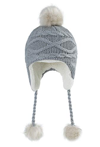 Home Prefer Girls Sherpa Earflaps Hat Toddler Baby Knit Beanie Fuzzy Peruvian Cold Weather Warm Winter Hat - color: Gray, size: Small