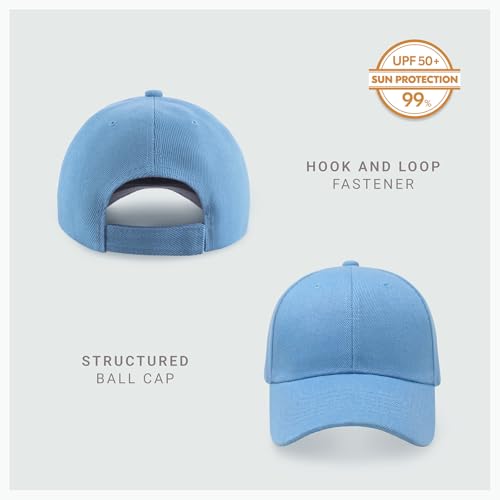 2-Pack Classic Structured Baseball Cap Adjustable Snapback Ball Caps - color: Sky