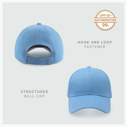 2-Pack Classic Structured Baseball Cap Adjustable Snapback Ball Caps - color: Sky