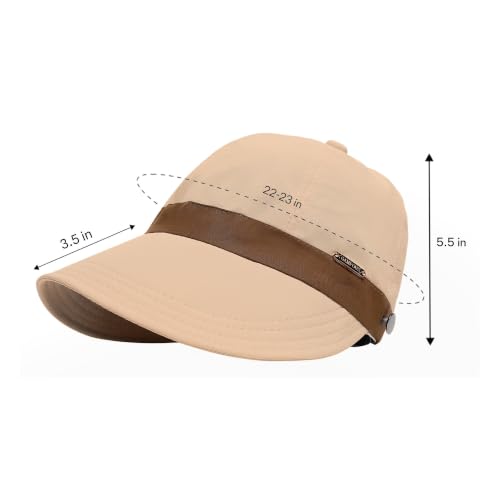 UPF 50+ Foldable Packable Wide Brim Sun Hat for Women with Ponytail Hole - color: Khaki-brown