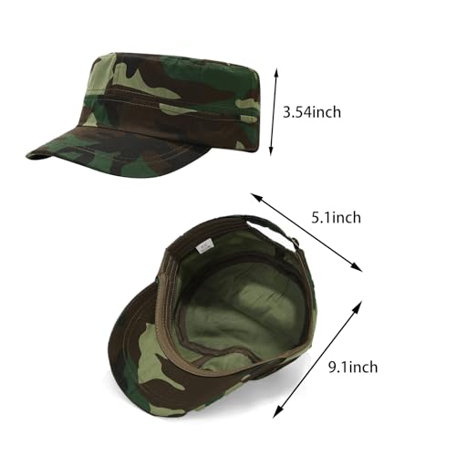Cadet Army Cap Military Style Hats Flat Top Cap Baseball Hat for Men Women - color: Green Camo