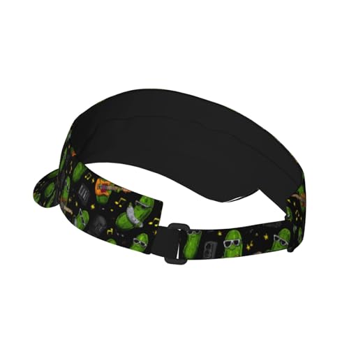 Sports Sun Visor Hat for Men Women, Adjustable Breathable Golf Tennis Cap - color: Funny Rock Pickles