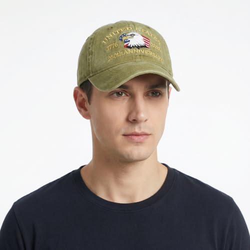 USA 250th Anniversary Baseball Cap Patriotic Embroidered American Hat - color: 1-khaki