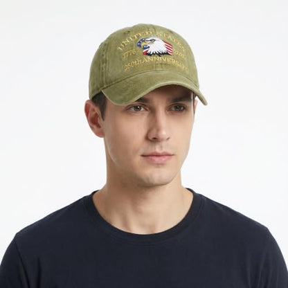 USA 250th Anniversary Baseball Cap Patriotic Embroidered American Hat - color: 1-khaki
