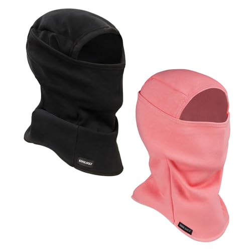 KOOLSOLY Ski Mask Balaclava Cold Weather Warm and Fleece Face Mask Neck Warmer Full Face Mask for Men&Women - color: Blcak*pink