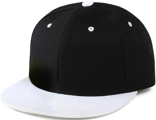 Snapback Hat Flat Bill Visor Hats Adjustable Hip Hop Baseball Cap for Women Men - color: Black White