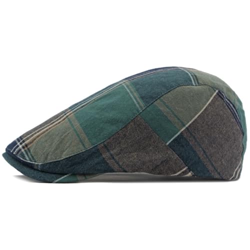 Plaid Newsboy Hats Flat Cap for Men Women Ivy Catsby Cabbie Driving Hat - color: Plaid-03-green