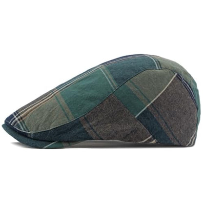 Plaid Newsboy Hats Flat Cap for Men Women Ivy Catsby Cabbie Driving Hat - color: Plaid-03-green