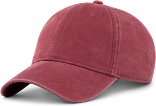 Vintage Washed Cotton Baseball Caps Men Women Adjustable Unstructured Low Profile Dad Hat - color: Burgundy