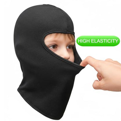 Kids Balaclava Ski Mask Winter Windproof Fleece Full Face Mask for Boy Girl - color: 2 Pack(black+black)