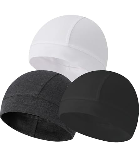 Cotton Skull Caps for Men Women Beanie Chemo Headwear Sleep Hat - color: Set D-black,dark Gray,white