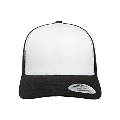 Yupoong Classic Mesh 6 Panel Retro Trucker Cap | Mid Profile Snapback - color: Black/White/Black