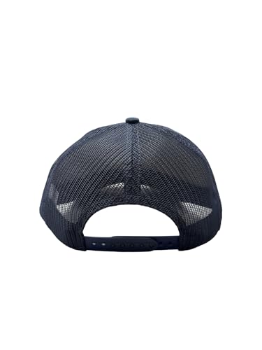 Ashen Fane Faux Suede Polyester Blend 5 Panel Classic Flat or Round Visor Adjustable Snapback Mesh Back Trucker Hat - color: Round - Navy