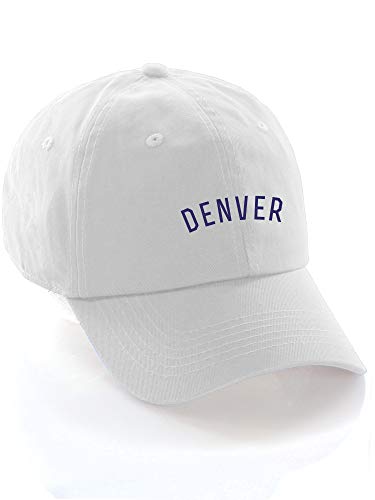 Daxton USA Cities Baseball Dad Hat Cap Cotton Unstructure Low Profile Strapback - color: Denver White Navy