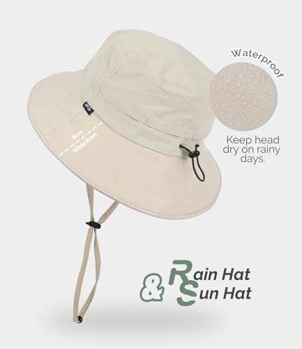 Bucket Hat Waterproof Rain Hat for Women Men Sun Hats UPF50+ Packable Summer Hat Hiking Travel Floppy Sun Hat - color: Beige