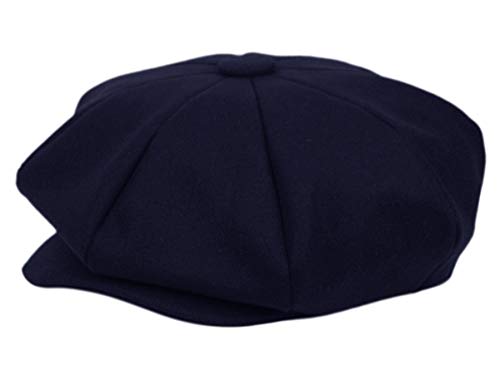 EPOCH Men's Newsboy Cap 8 Panel Wool Blend Gatsby Hat Vintage Big Apple Flat Cap Classic Driving Hat - color: Navy