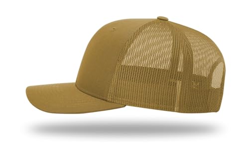 Richardson 112 Trucker Hat - Premium Blank Baseball Cap, Adjustable Snapback Hat - Structured Six Panel Richardson Blank Hats - color: Amber Gold