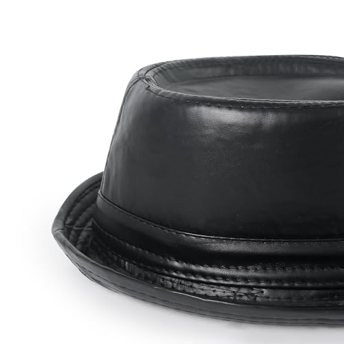 Luwint Cute Fedora Hat - Lightweight Breathable Mesh Crushable Roll Up Short Brim Bowler Derby Cap - color: Pu-black