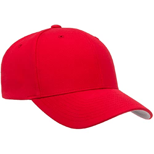 Flexfit 5001 Standard Cotton Twill 6-Panel Fitted Baseball Cap - color: Red, size: Large-X-Large