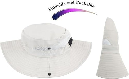 Womens Summer Sun Hat Beach Hat Wide Brim Outdoor UV Protection Bucket Hat - color: Solid Beige
