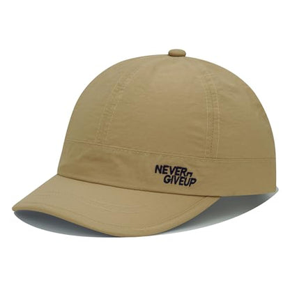 Clakllie Quick Dry Short Brim Cap for Men Lightweight 6 Panel Baseball Cap Golf Dad Hats Women's Running Trucker Hat - color: Cdus-bssq2505-khaki
