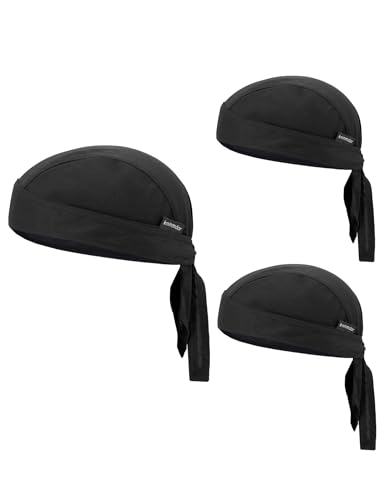Do Rags Cycling Caps Helmet Liner Doo Rag Motorcycle Bandana Hat Sweat Liner Skull Caps Dew Rags for Men and Women - color: Black Sets