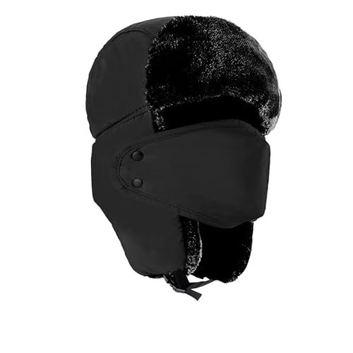 TZ Promise Unisex Winter Trapper Russian Hats with Face Mask Earflaps Faux Fur Outdoor