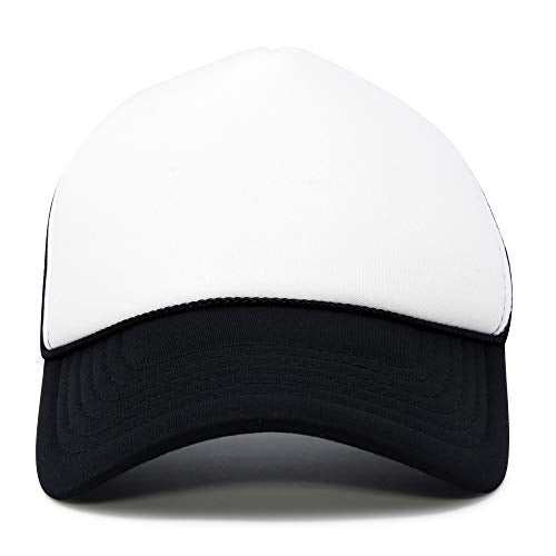 DALIX Two Tone Blank Trucker Hats Caps (2 for 1) - color: Black/White