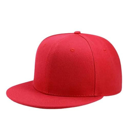 Boolavard Classic Snapback Hat Cap Hip Hop Style Flat Bill Blank Solid Color Adjustable Size - color: Red