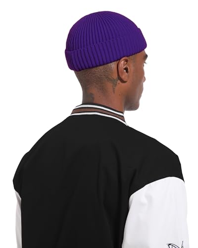 Short Fisherman Beanie for Men Women Wool Fleece Lined Winter Hat - color: 1pcs-dark Purple