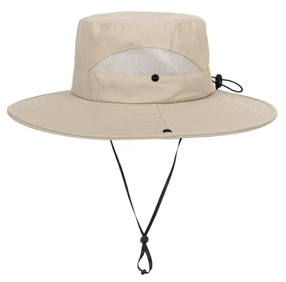 Kids Sun Hat with UV Protection Beach Bucket hat Safari Boonie Cap - color: Dark Beige