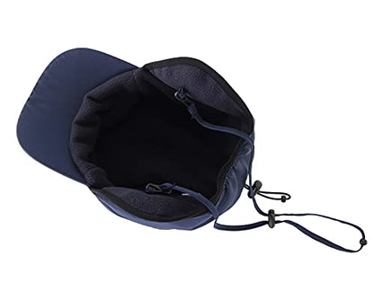 Home Prefer Waterproof Men's Winter Hats with Visor Warm Fleece Lined Baseball Cap Earflaps Trooper Trapper Hat for Men - color: Navy Blue